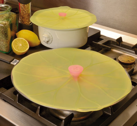 Tapa Lilypad de Charles Viancin 13 pulgadas, compatible con ollas de vidrio.
