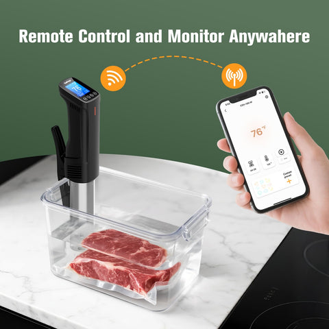 CharMeter con calentador de 1000W para resultados consistentes en sous-vide.