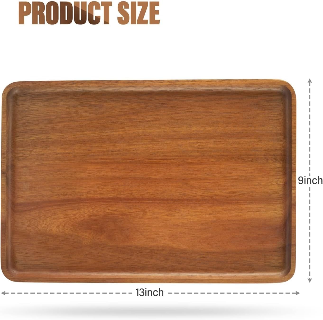 Charmlife bandeja de madera rectangular, superficie suave para bebidas y tapas.