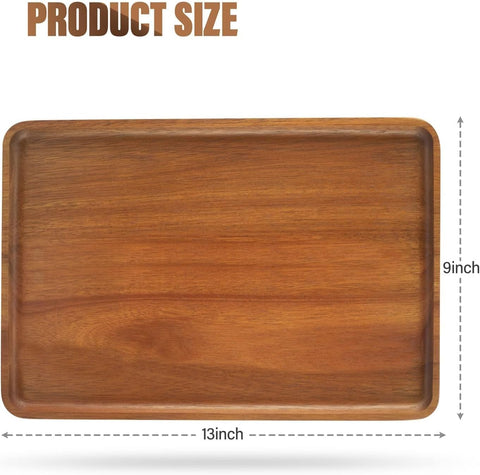 Charmlife bandeja de madera rectangular, superficie suave para bebidas y tapas.