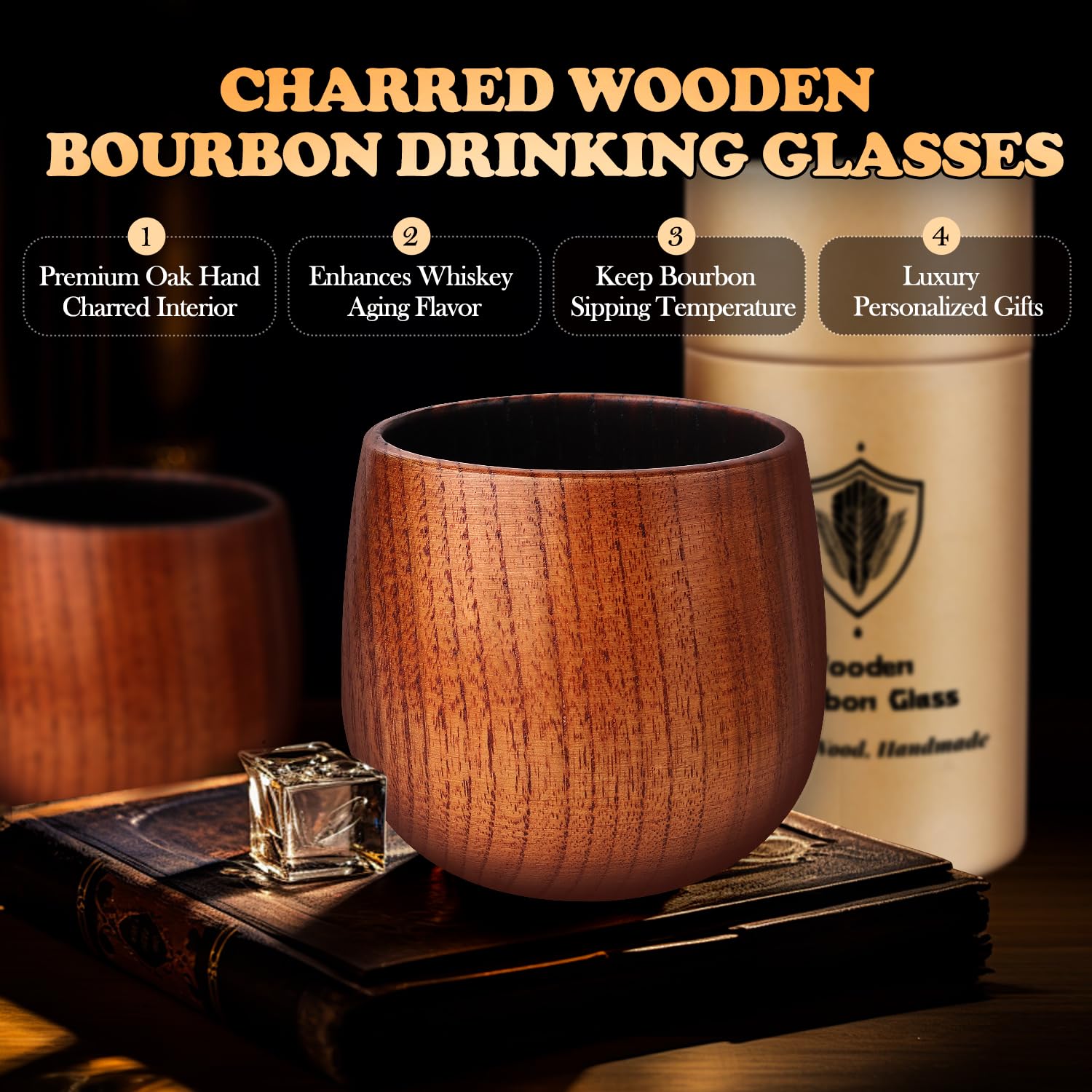 Vaso Charred Oak para campamento, resistente y elegante para exteriores.
