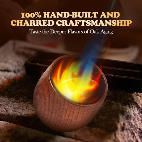 Vaso Charred Oak, patrón único de madera para colección funcional.