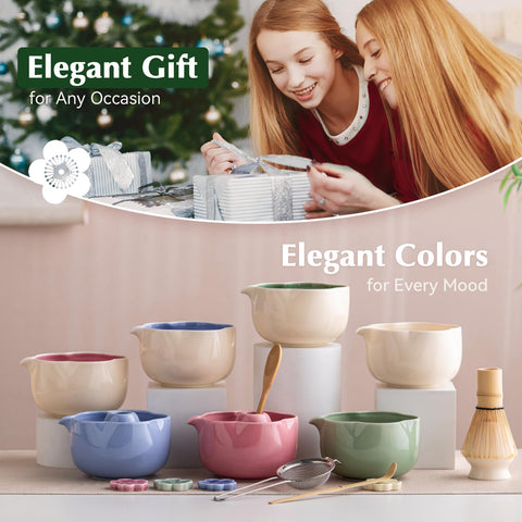 ChaseWind tazón floral para matcha con diseño elegante