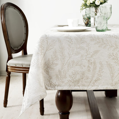 Mantel Chassic jacquard con textura de lino, tacto suave y aspecto lujoso.