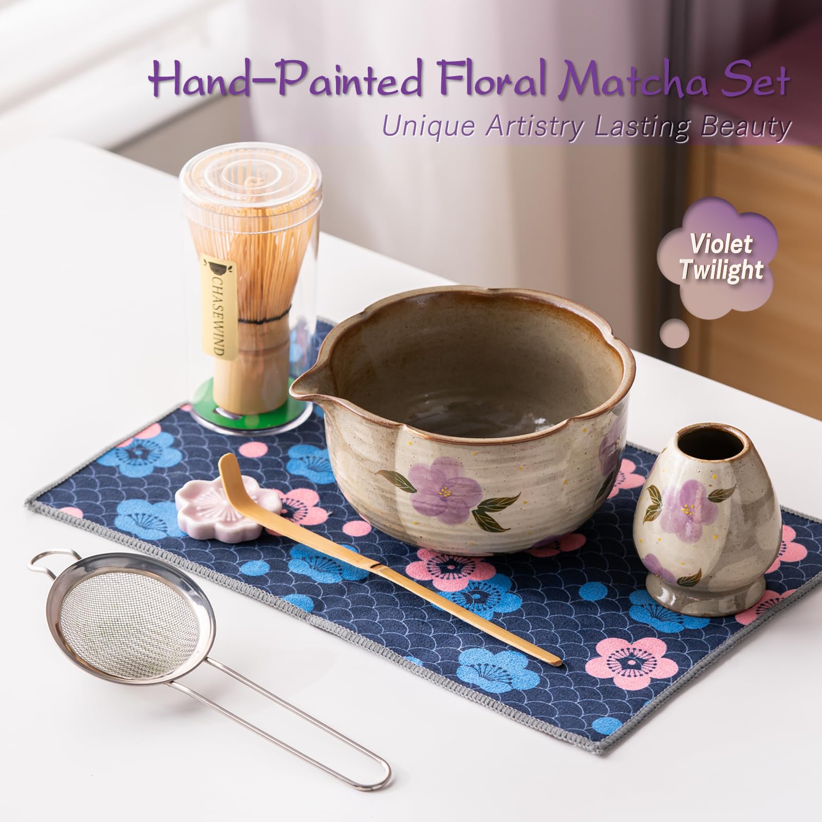 ChaseWind Set de Matcha: batidor de bambú para espuma estable y cremosa.