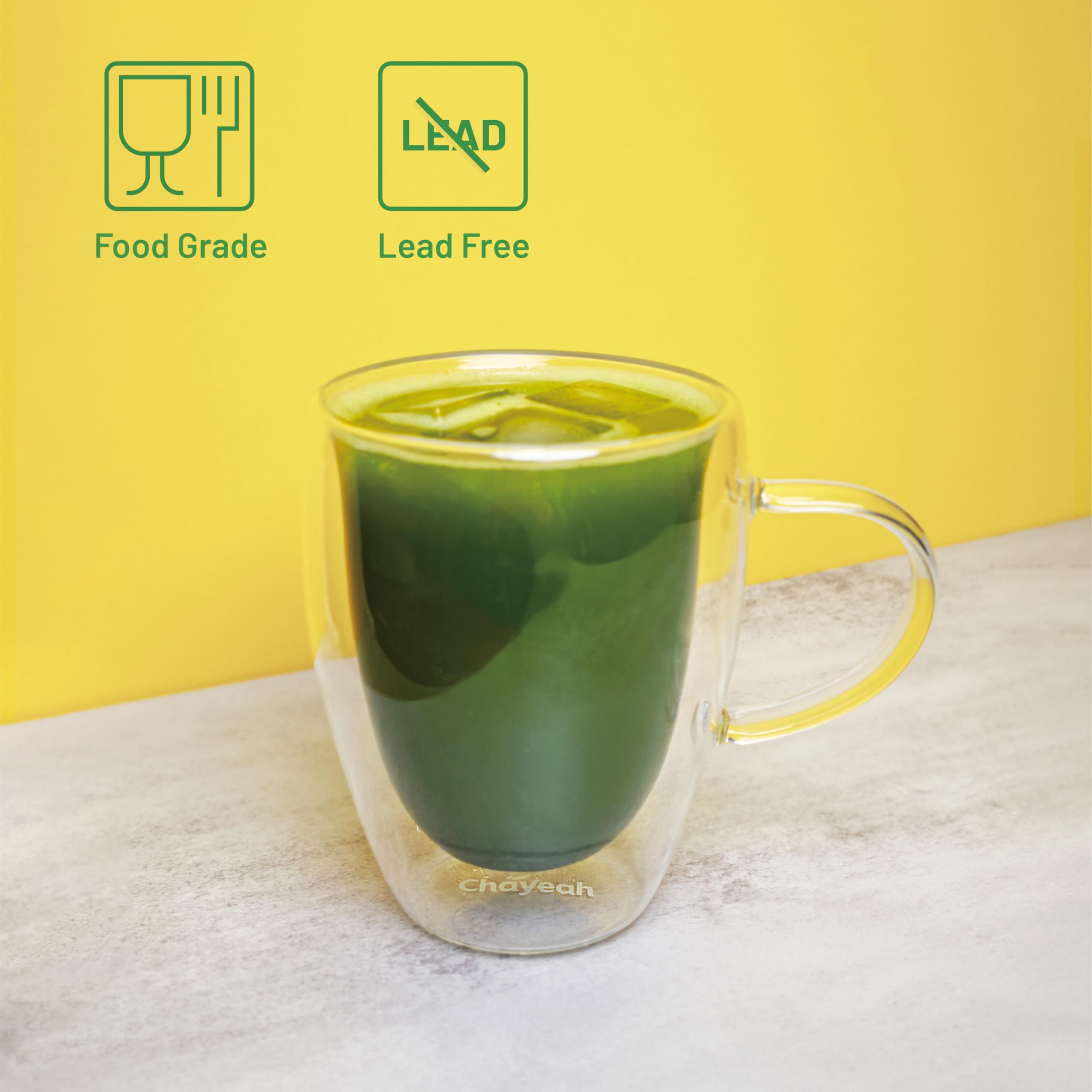 ChaYeah conjunto de dos vasos en mesa, ideal para servir en casa u oficina.