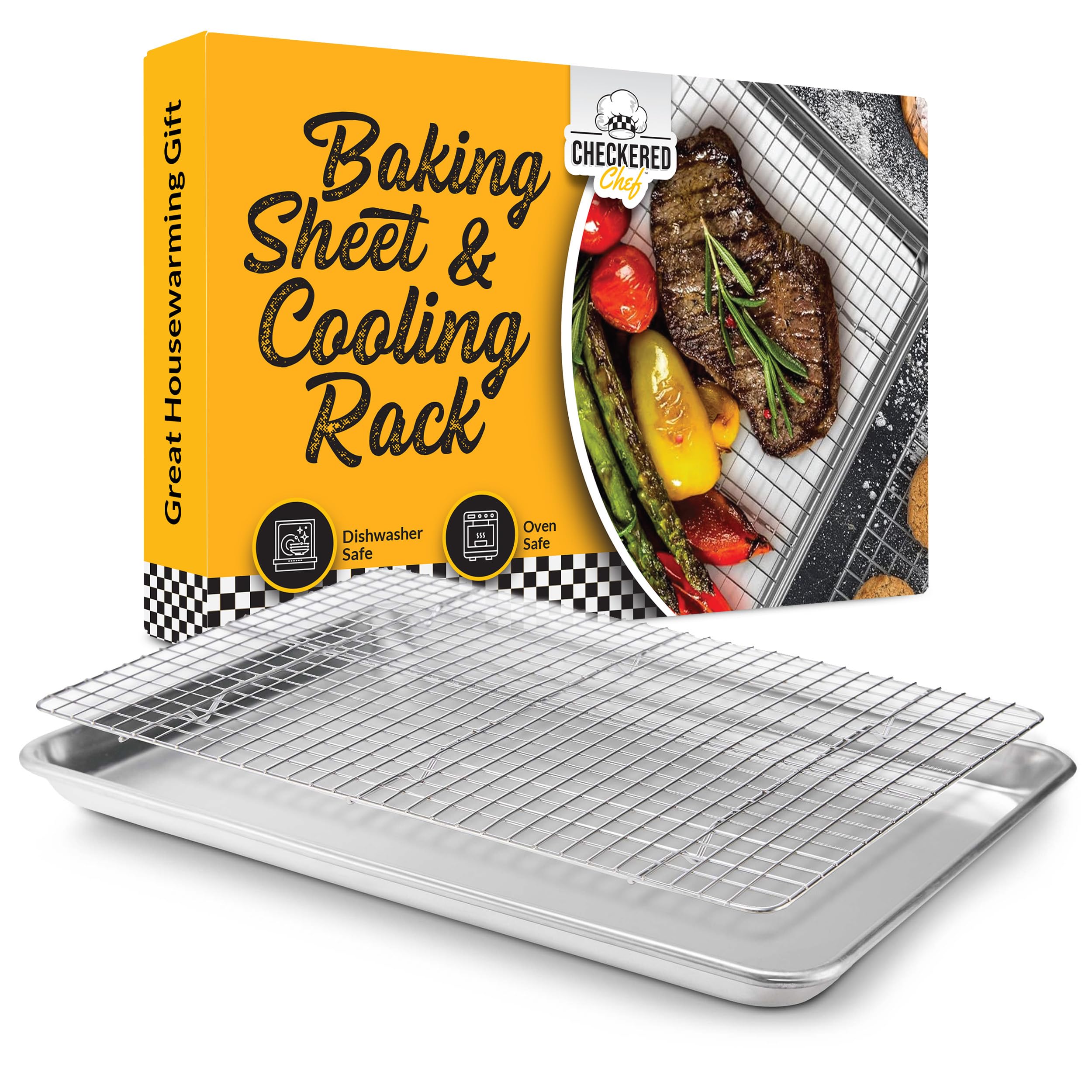 Bandeja Checkered Chef 1/4 hoja para hornear, ideal para galletas crujientes.