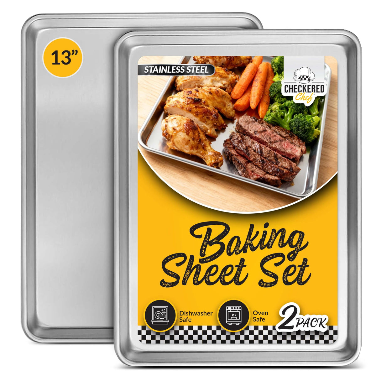 Bandeja Checkered Chef 13x9,5 pulgadas, conjunto de dos, horneado uniforme.