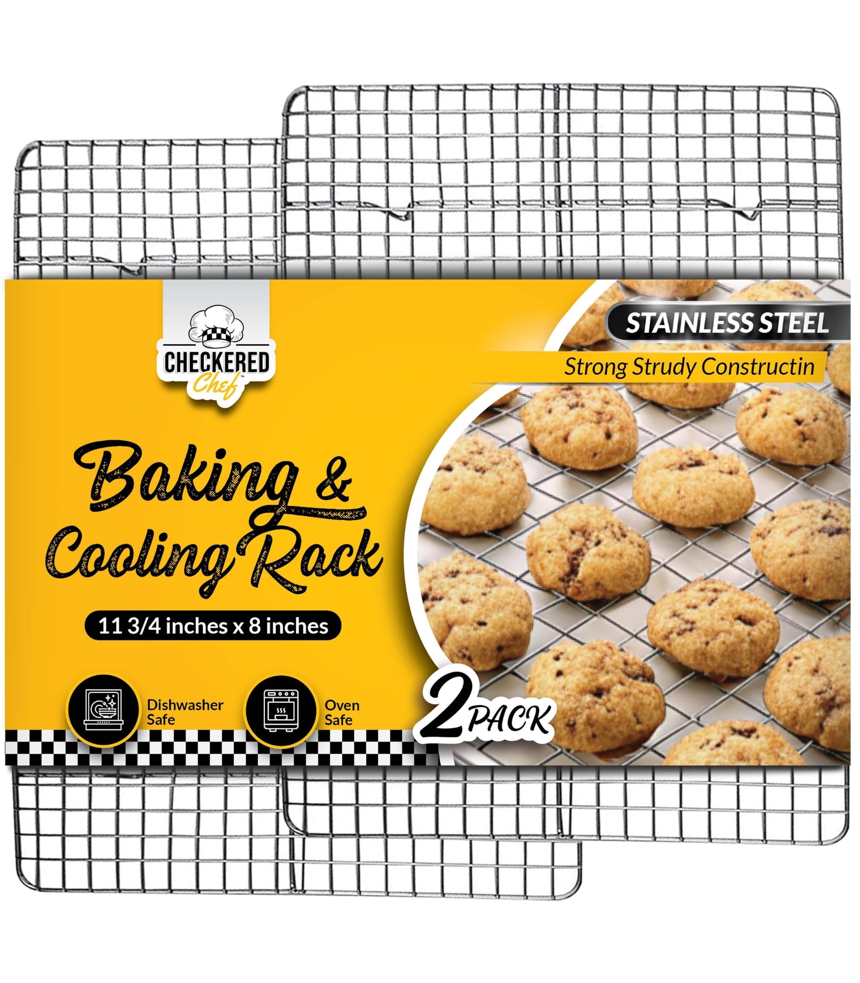 Checkered Chef rejilla enfriamiento 8x12 para enfriar galletas de forma uniforme