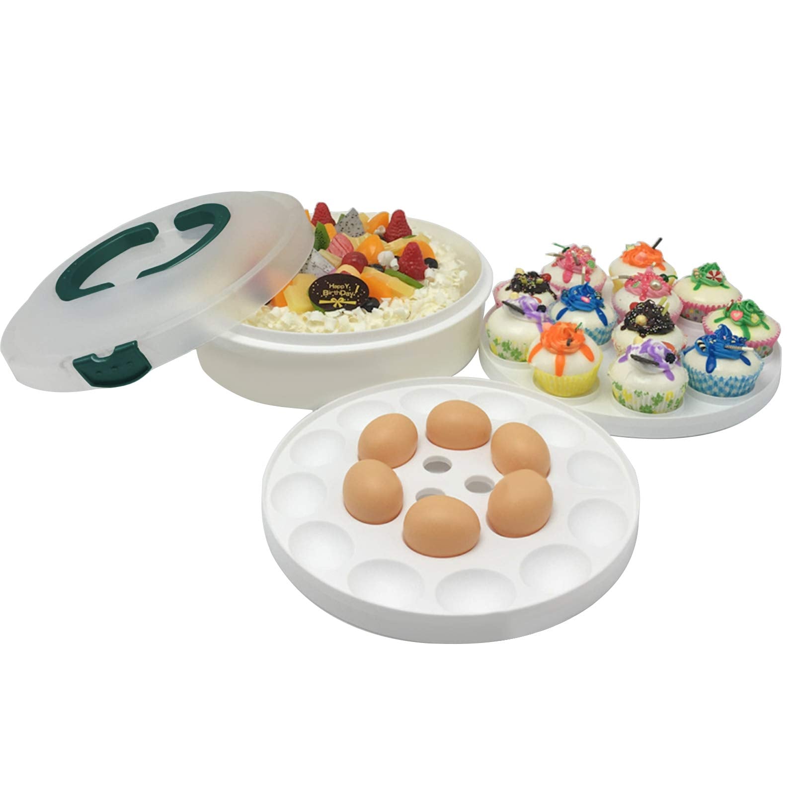 Cheeren compartimentos internos para huevos, cupcakes y tortas para organización.