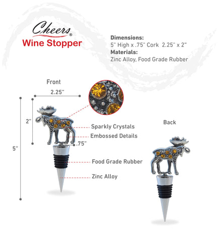 Tapón Cheers Moose con cristales dorados añade estilo y mantiene la frescura.