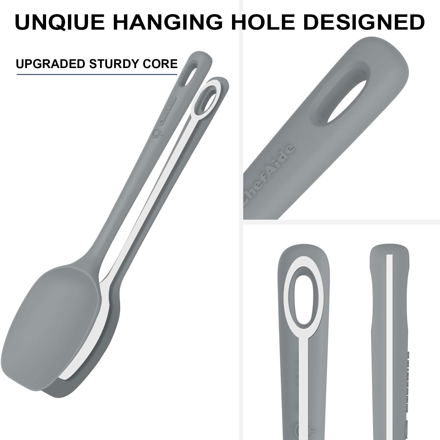 Mango ergonómico de ChefAide facilita girar y mezclar sin esfuerzo