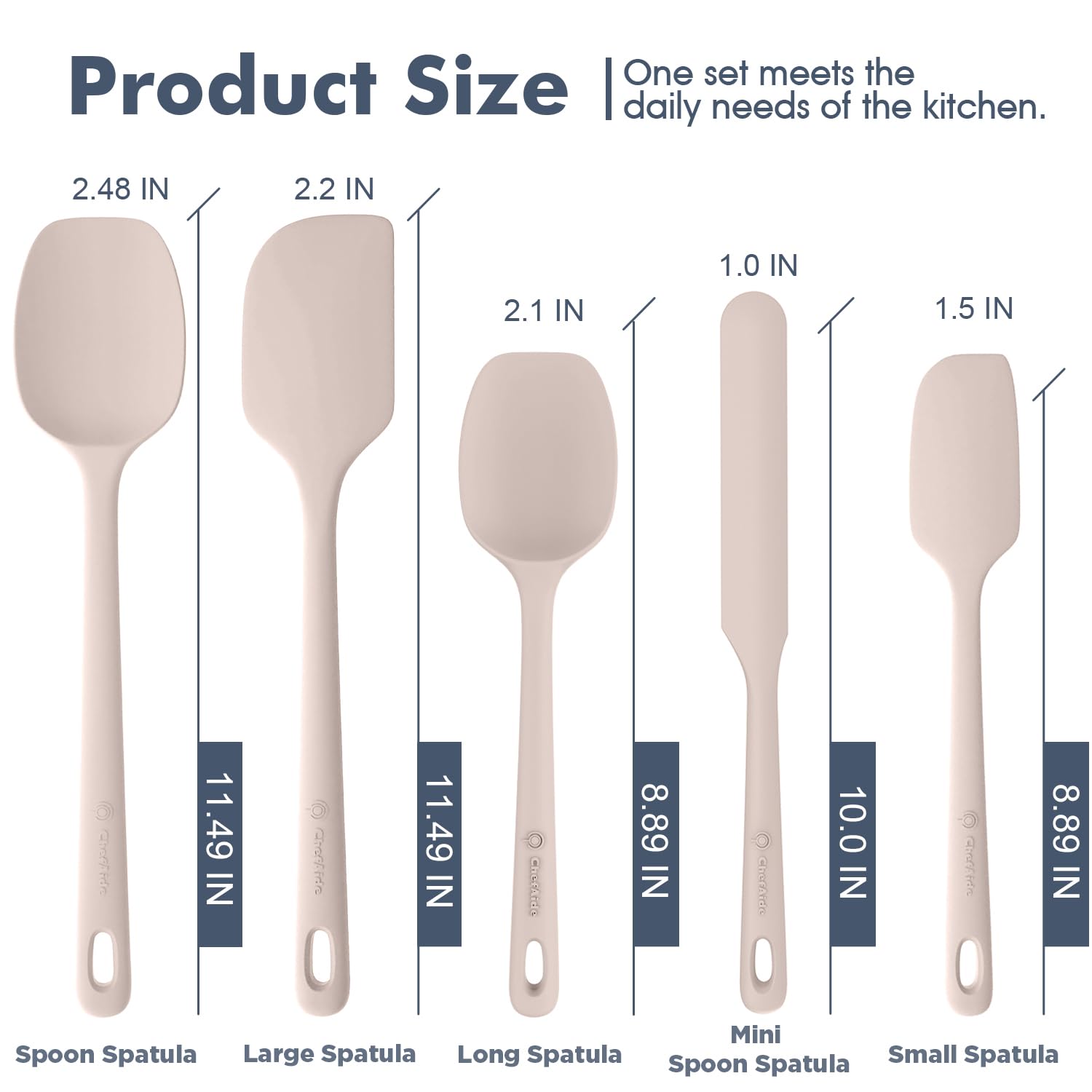 ChefAide mango ergonómico: espátula cómoda para mezclar y raspar ingredientes sin esfuerzo.