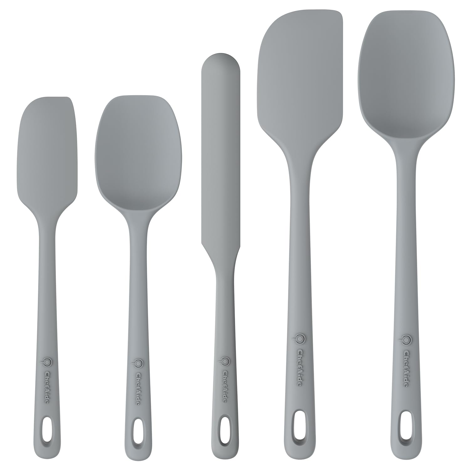 Set de 5 espátulas ChefAide en silicona, aptas para cocina diaria sin rayar utensilios