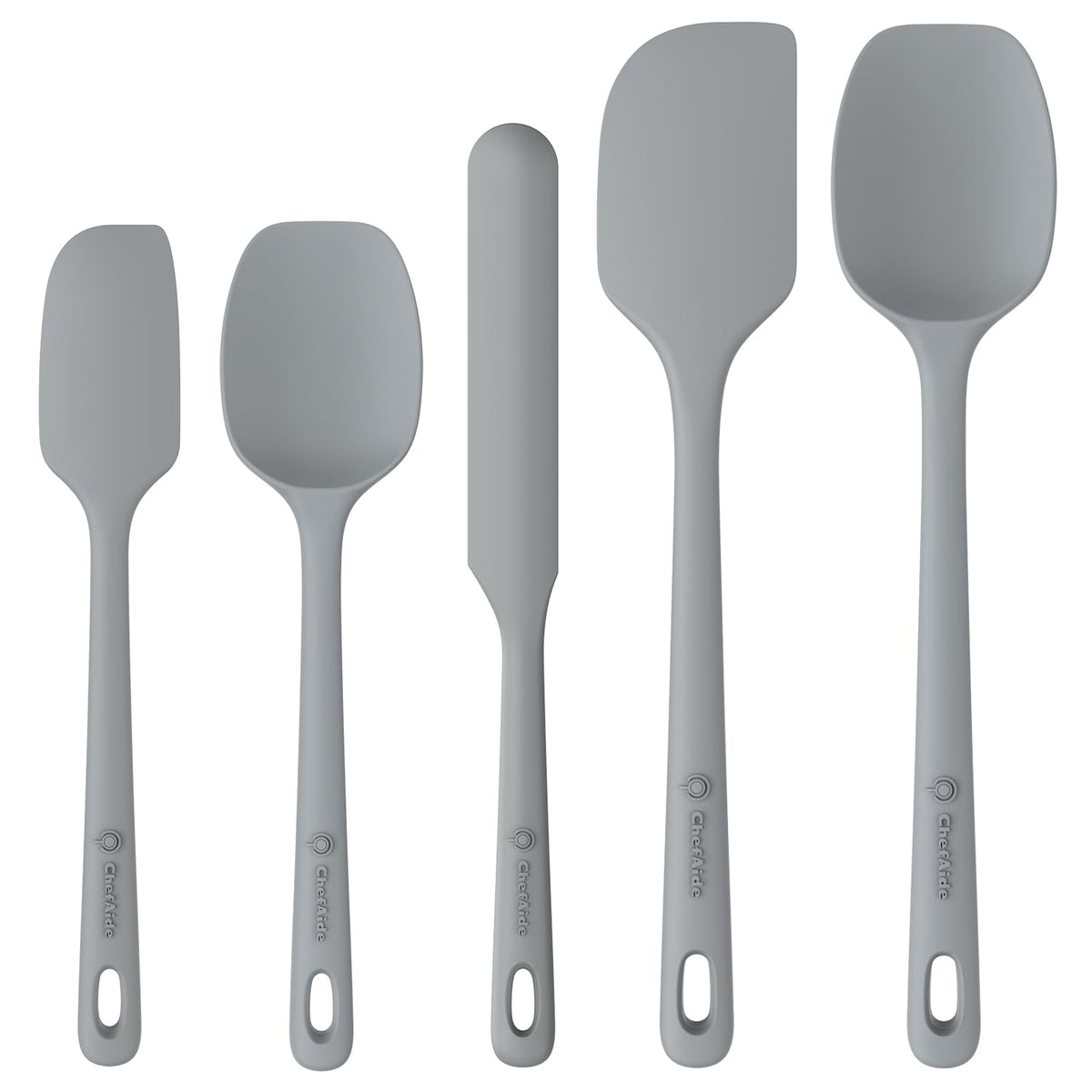 Set de 5 espátulas ChefAide en silicona, aptas para cocina diaria sin rayar utensilios