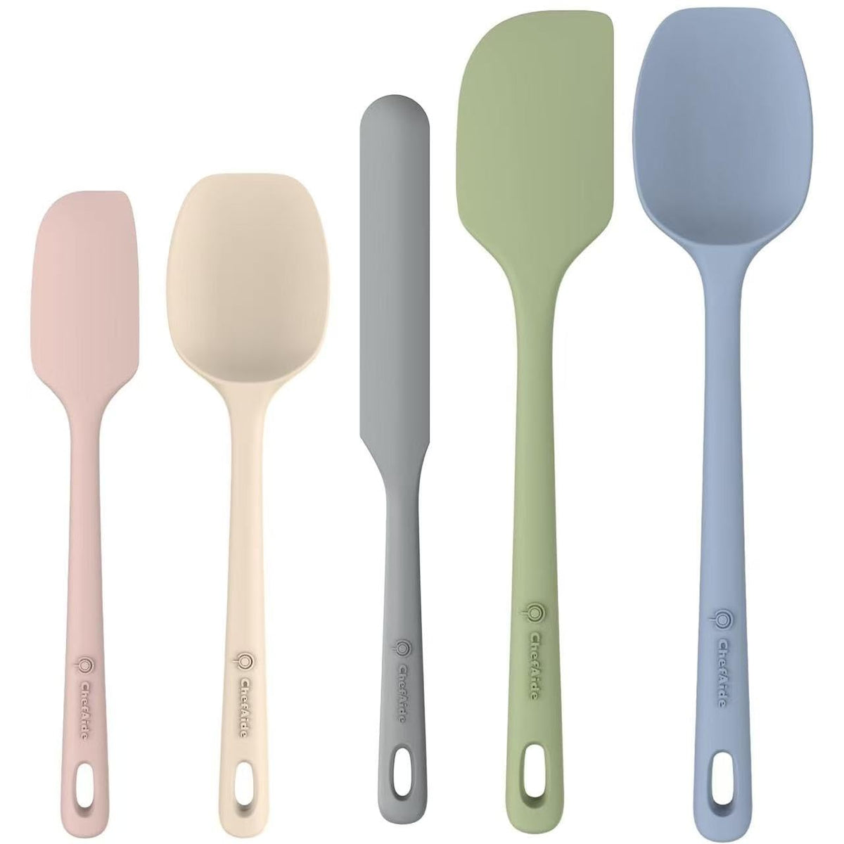 ChefAide set de espatulas silicona de 5 piezas para versatilidad en la cocina.