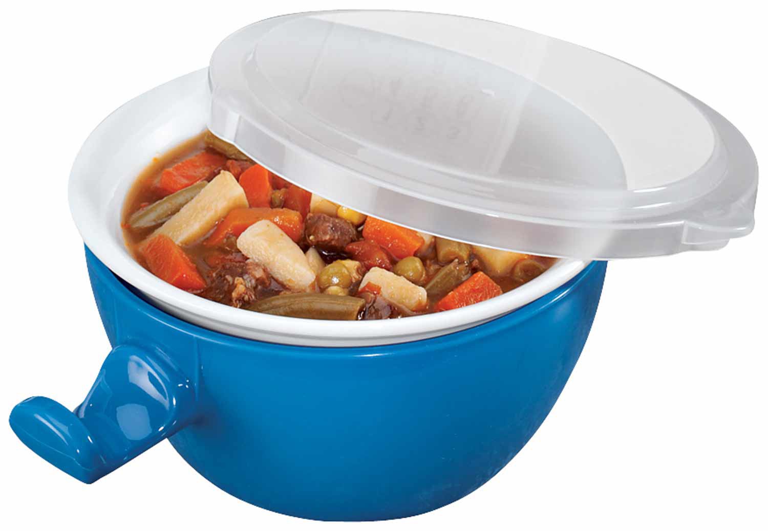 Chef Buddy tazón cerámico gourmet para microondas facilita cocción rápida y mantiene la comida caliente.