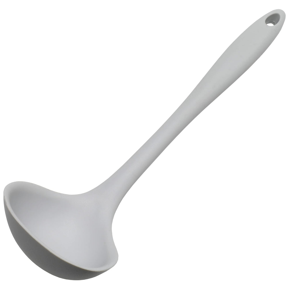 Cucharón de silicona premium Chef Craft 11.25 pulgadas gris, cómodo y robusto para la cocina.