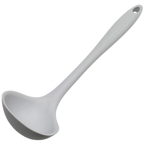 Cucharón de silicona premium Chef Craft 11.25 pulgadas gris, cómodo y robusto para la cocina.