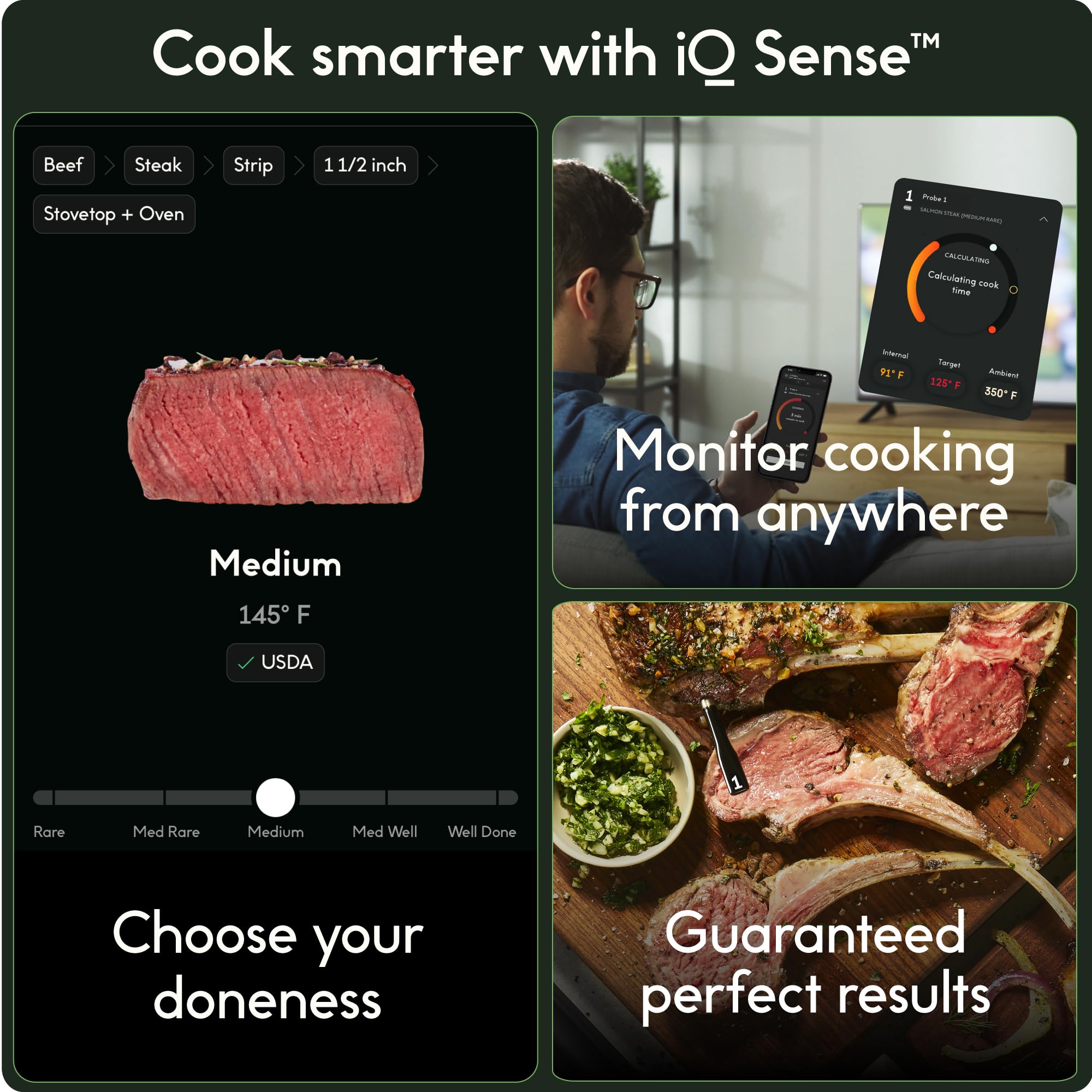 Sonda ultra-delgada de CHEF iQ Sense para conservar la jugosidad