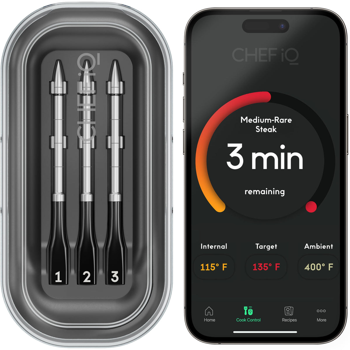 CHEF iQ Sense: tres sondas ultrafinas para cocinar varias piezas a la vez.