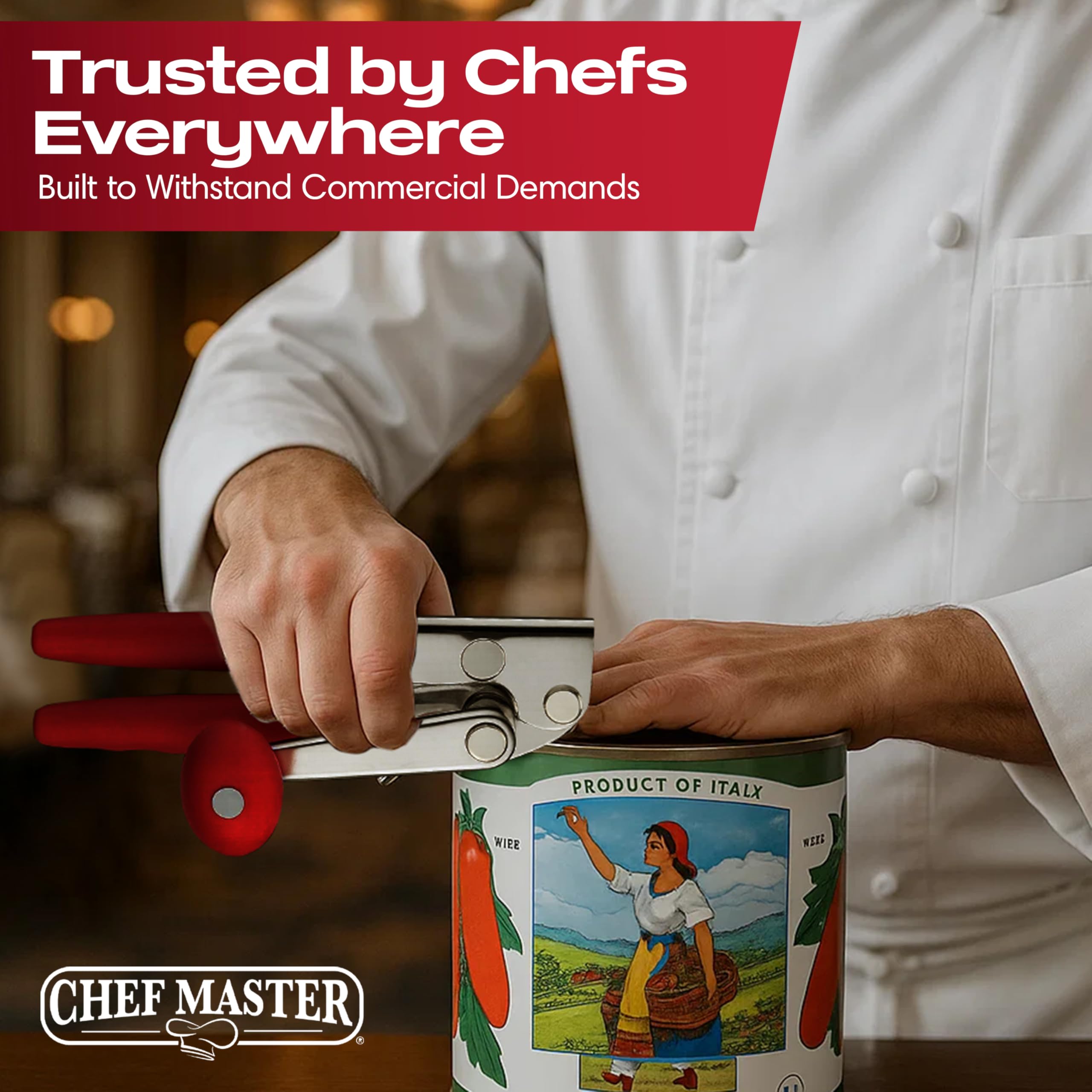 Chef Master abrelatas limpieza-facil se limpia rápidamente tras cada uso
