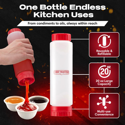 Botellas Chef Master apriete-aceites 20oz para cocina sin goteos.