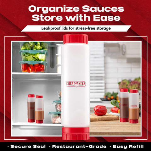 Botellas Chef Master dispensador-condimentos 20oz para ketchup y mostaza.