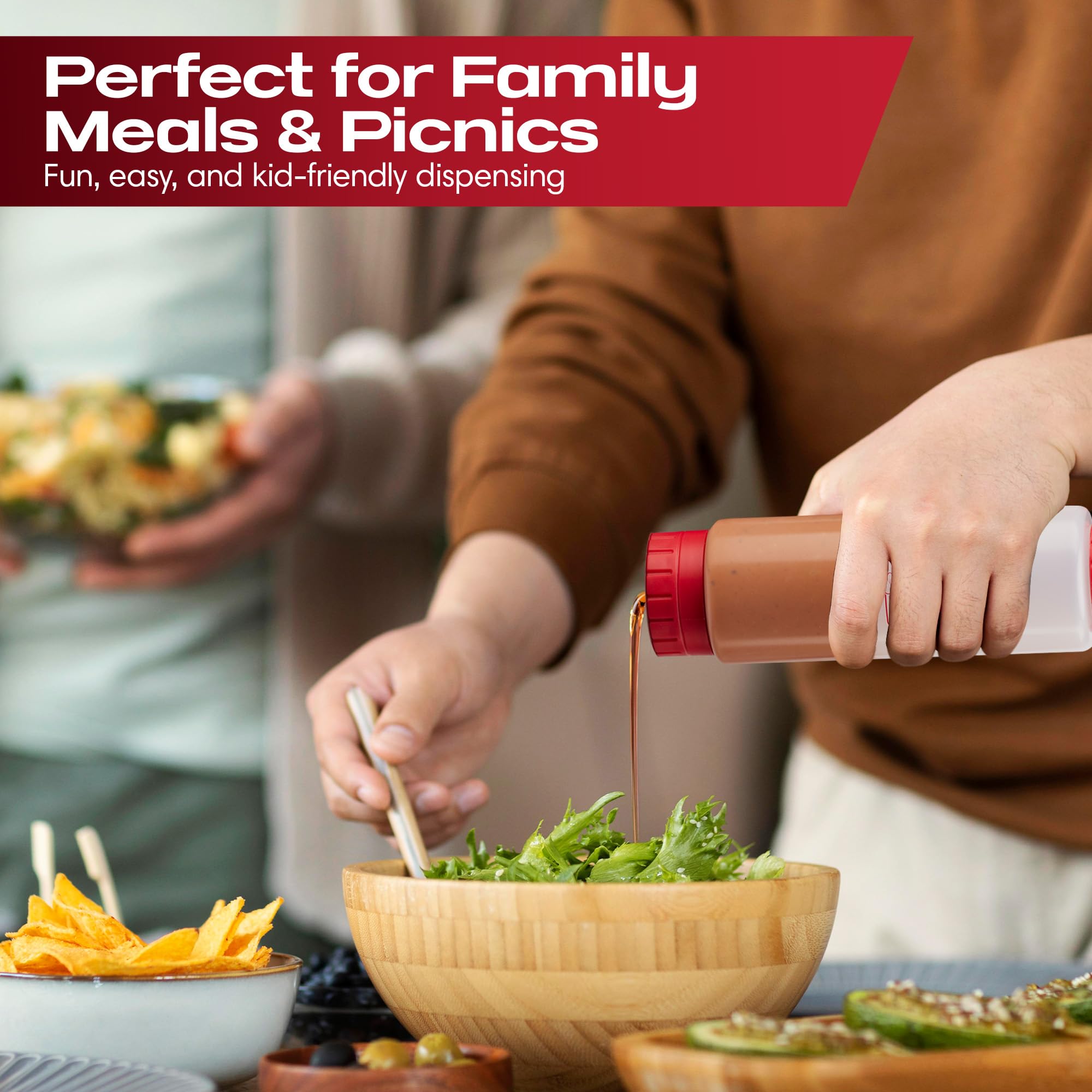Botellas Chef Master sin-derrame 20oz para cocina ordenada.