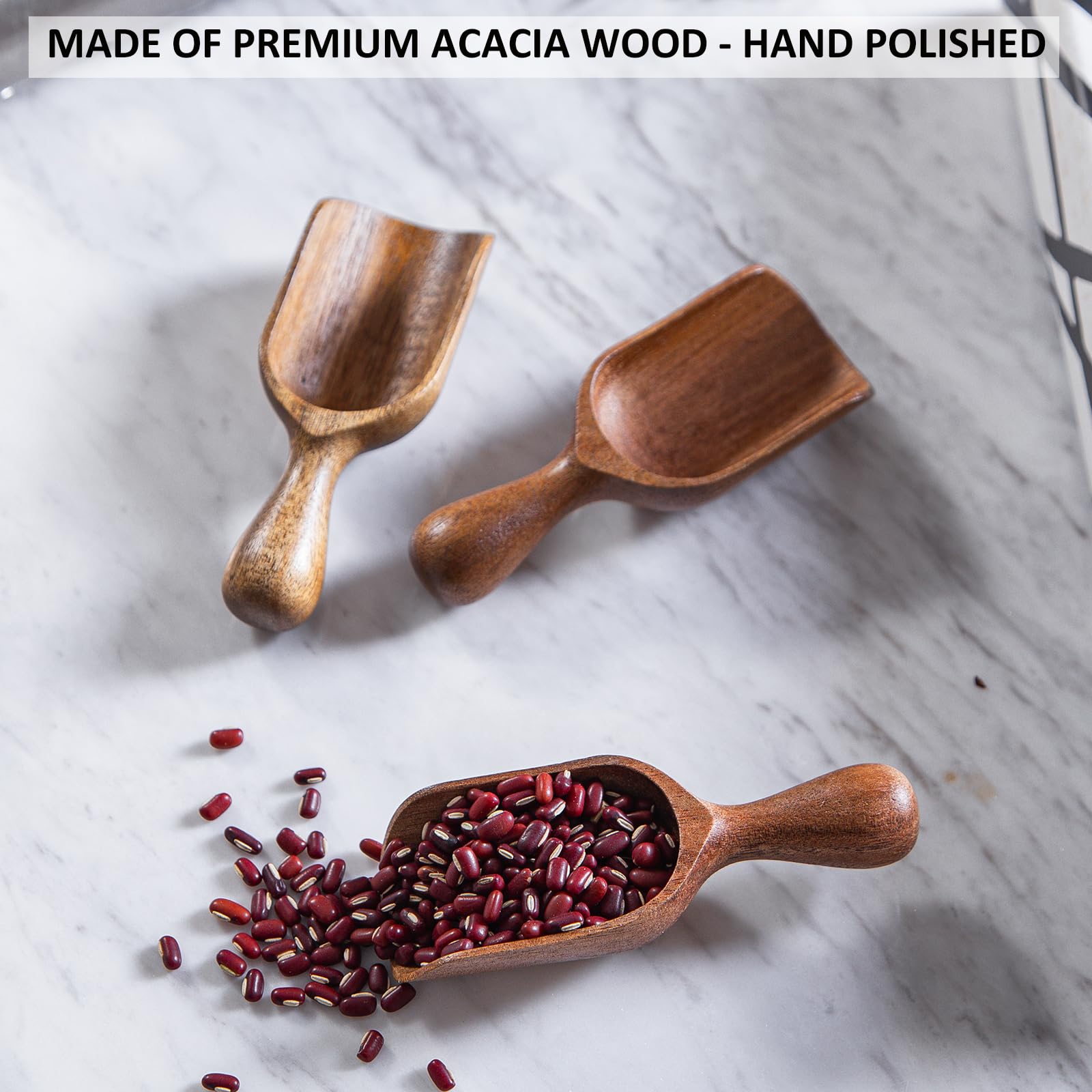 Cucharas de madera CHEF OLÉ para sal y azúcar en cocina.