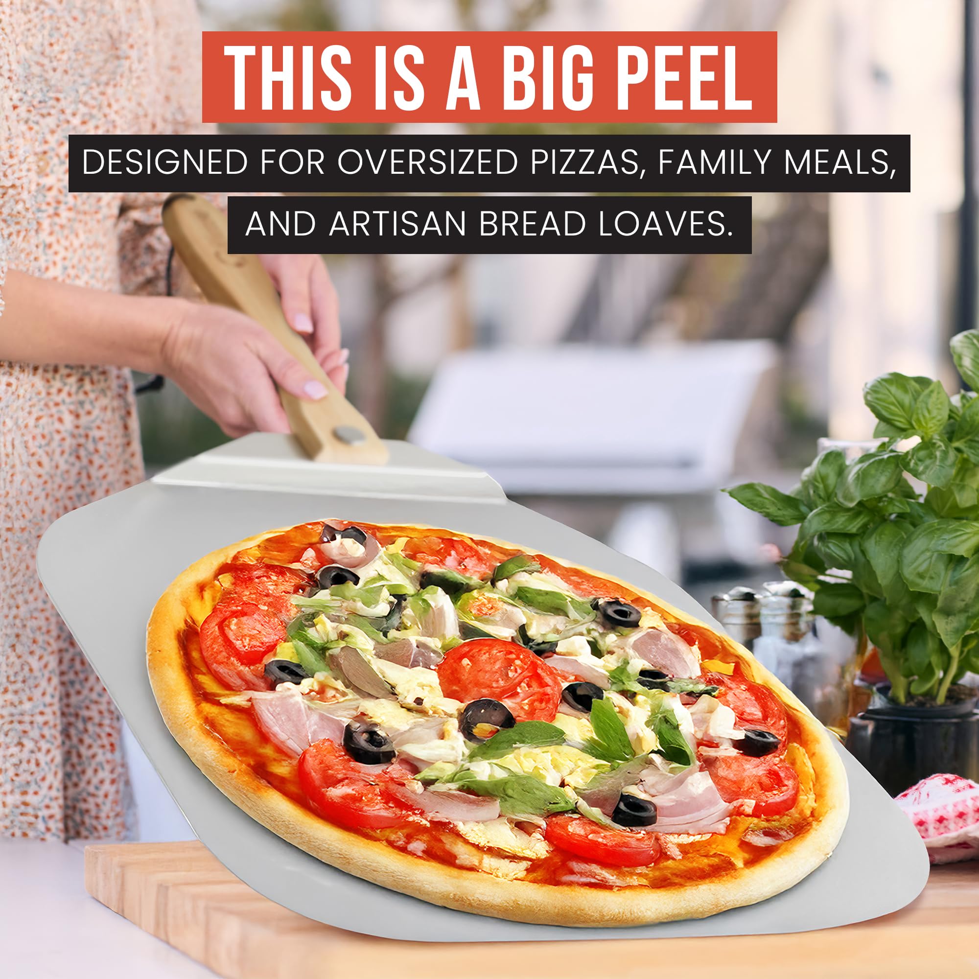 Chef Pomodoro: pala para pizzas y pan con mango plegable.