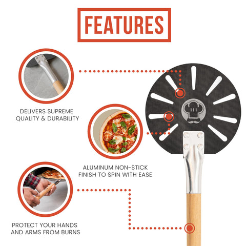 Pala Chef Pomodoro resistente a altas temperaturas para pizza crujiente