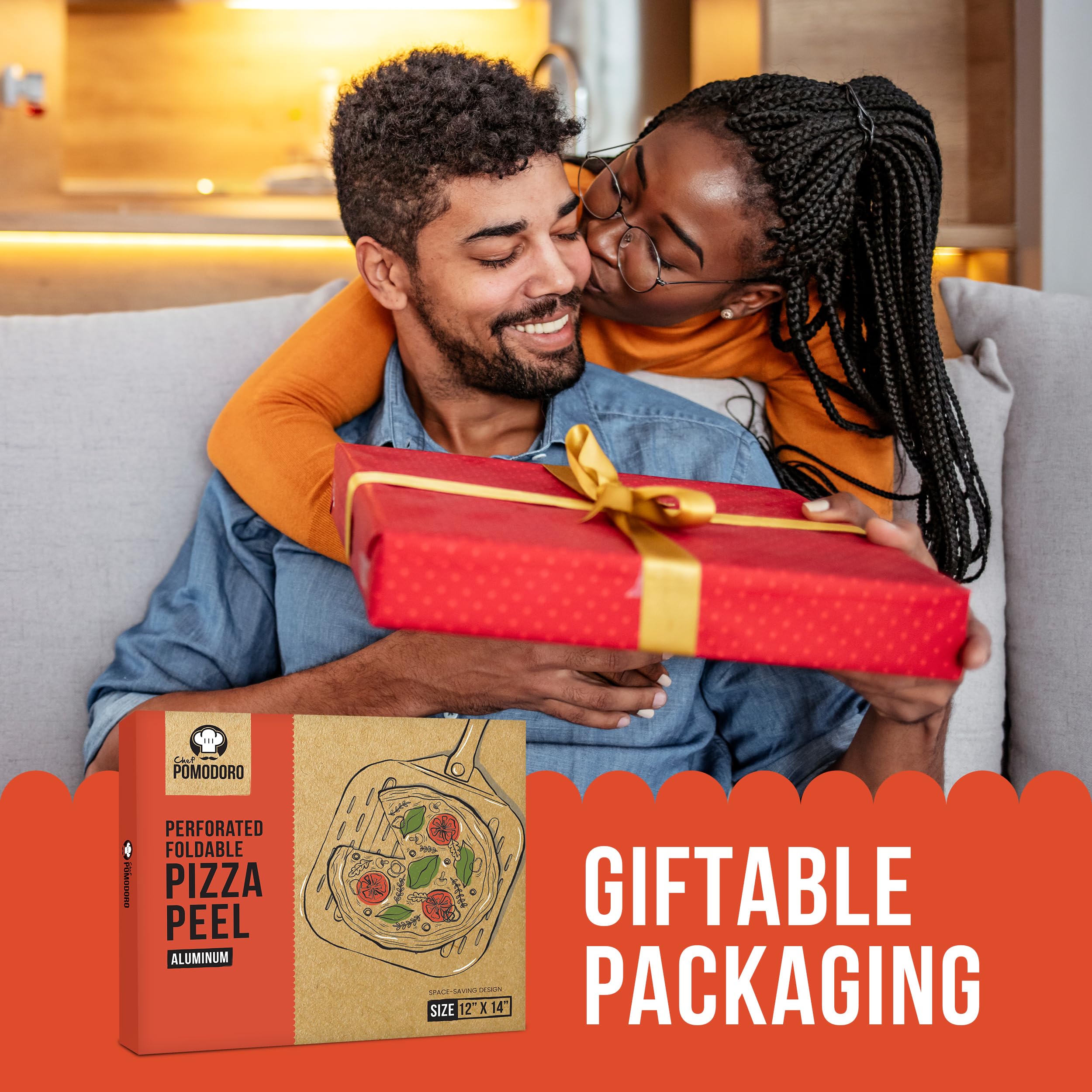 Chef Pomodoro pala para pizza compatible con hornos y parrillas para cocina versátil.