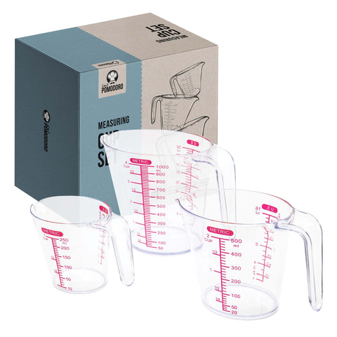 Chef Pomodoro tazas de medición 1-250 ml para lectura rápida.