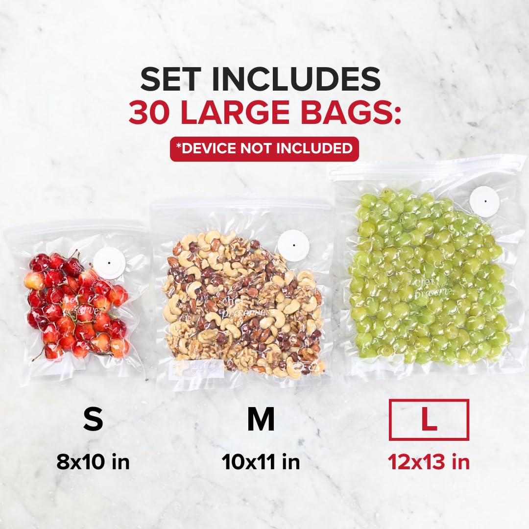 Bolsas de vacío Chef Preserve con anti-olores y doble sellado para máxima protección.