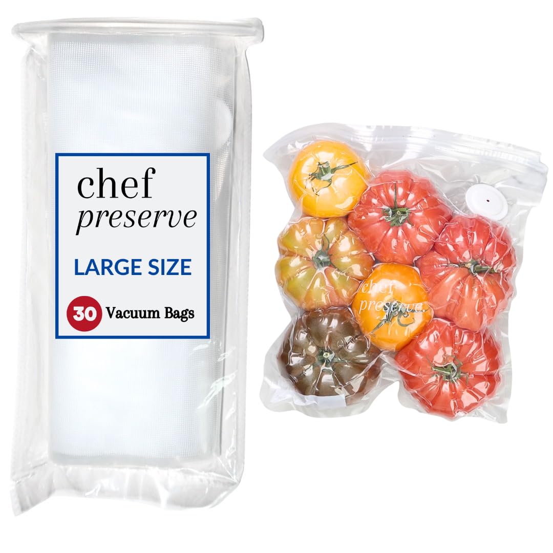 Bolsas de vacío Chef Preserve grandes 12x13 para almacenamiento seguro y fresco.