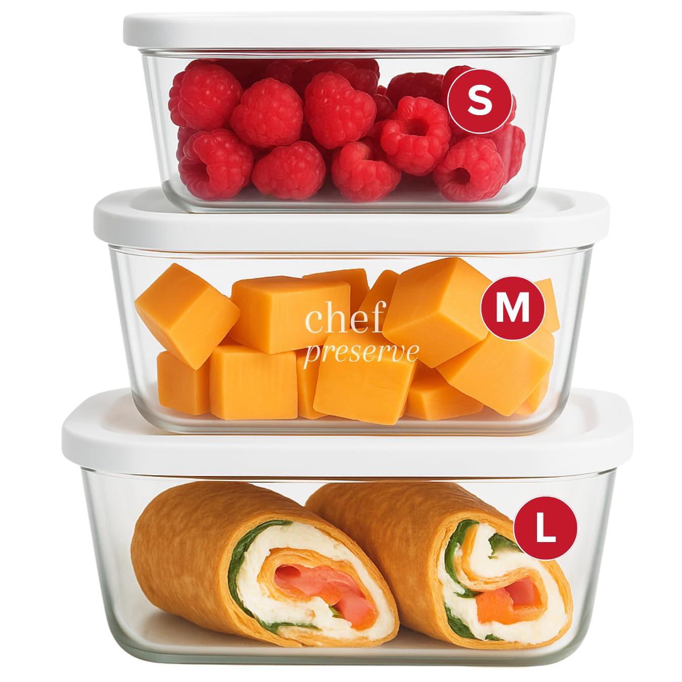 Contenedor de vidrio Chef Preserve pequeño con sello a prueba de aire para frescura.