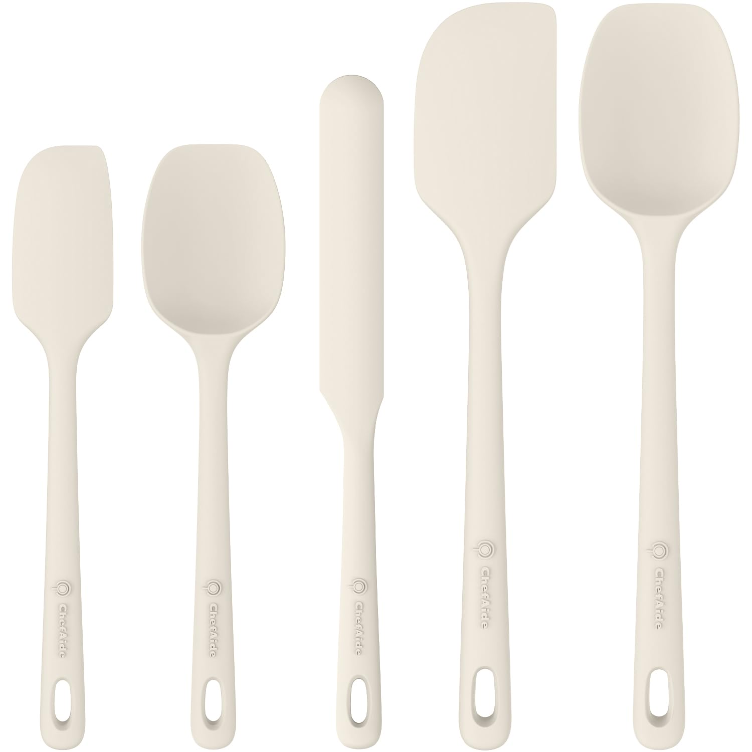 ChefAide set de 5 espátulas de silicona con mango ergonómico para batir y raspar