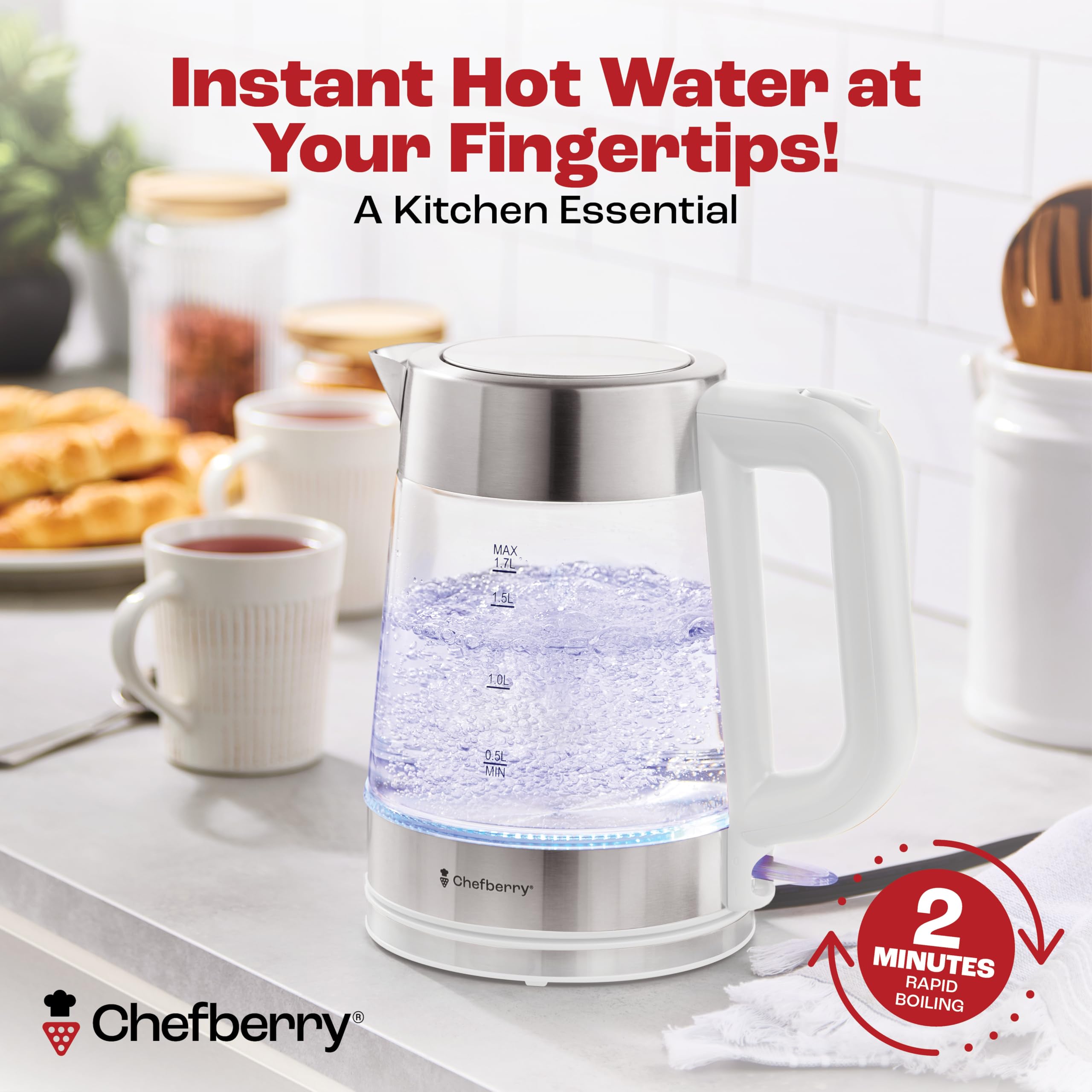 Chefberry hervidor sin plástico para agua pura y sabor natural