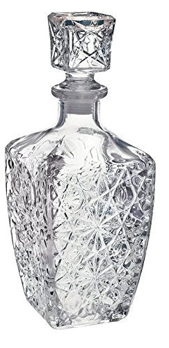 Chefcaptain decantador de licor con tapón, cristal tallado, ideal para servir y decorar.