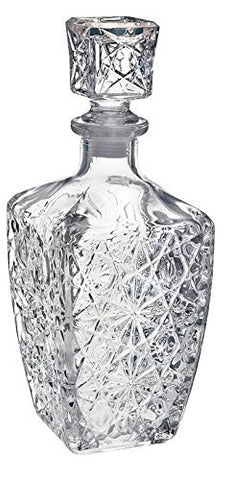 Chefcaptain decantador de licor con tapón, cristal tallado, ideal para servir y decorar.