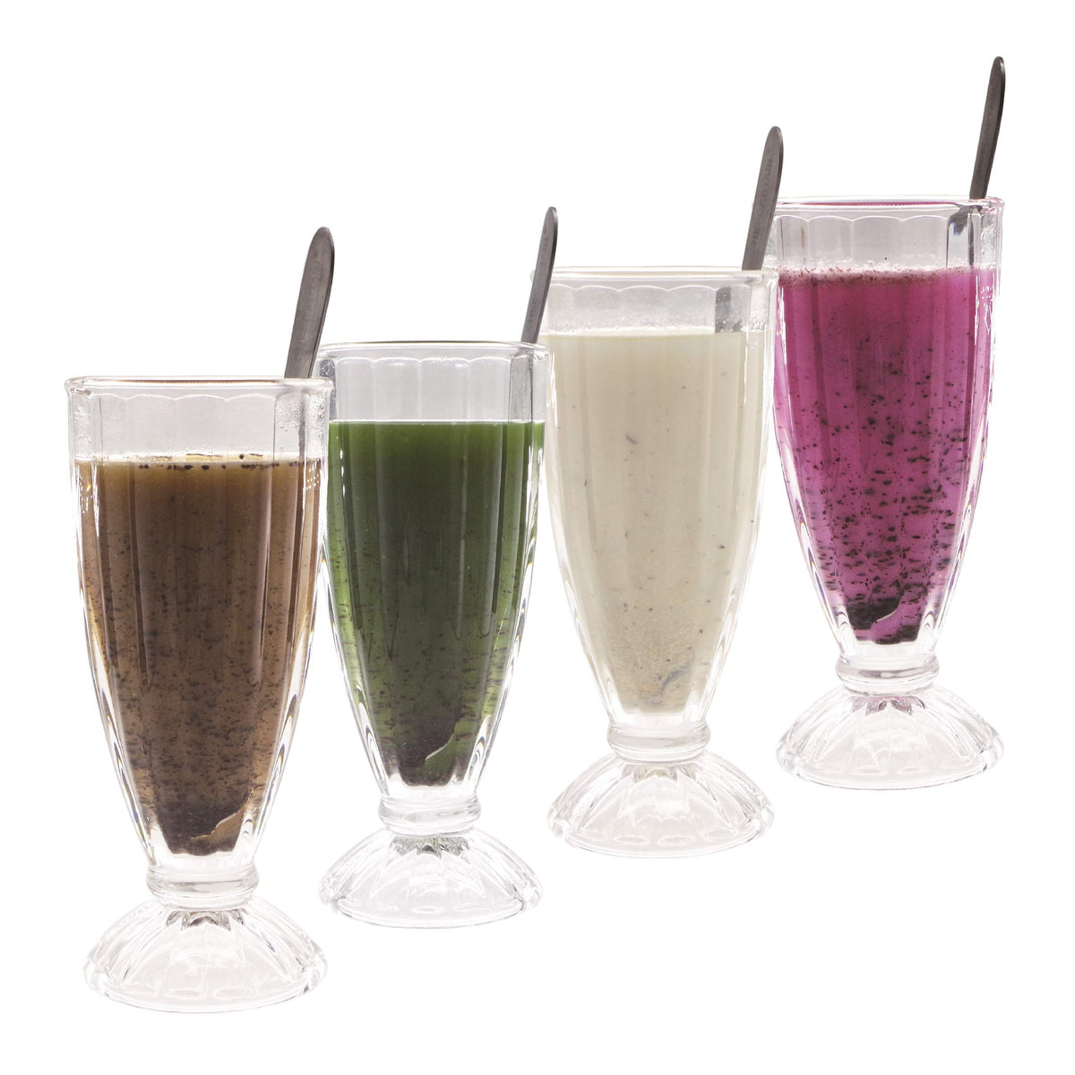 Vaso Chefcaptain Fuente Shoppe Clasico para batidos, ideal para bebidas coloridas.