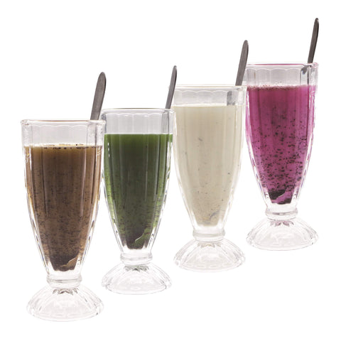 Vaso Chefcaptain Fuente Shoppe Clasico para batidos, ideal para bebidas coloridas.