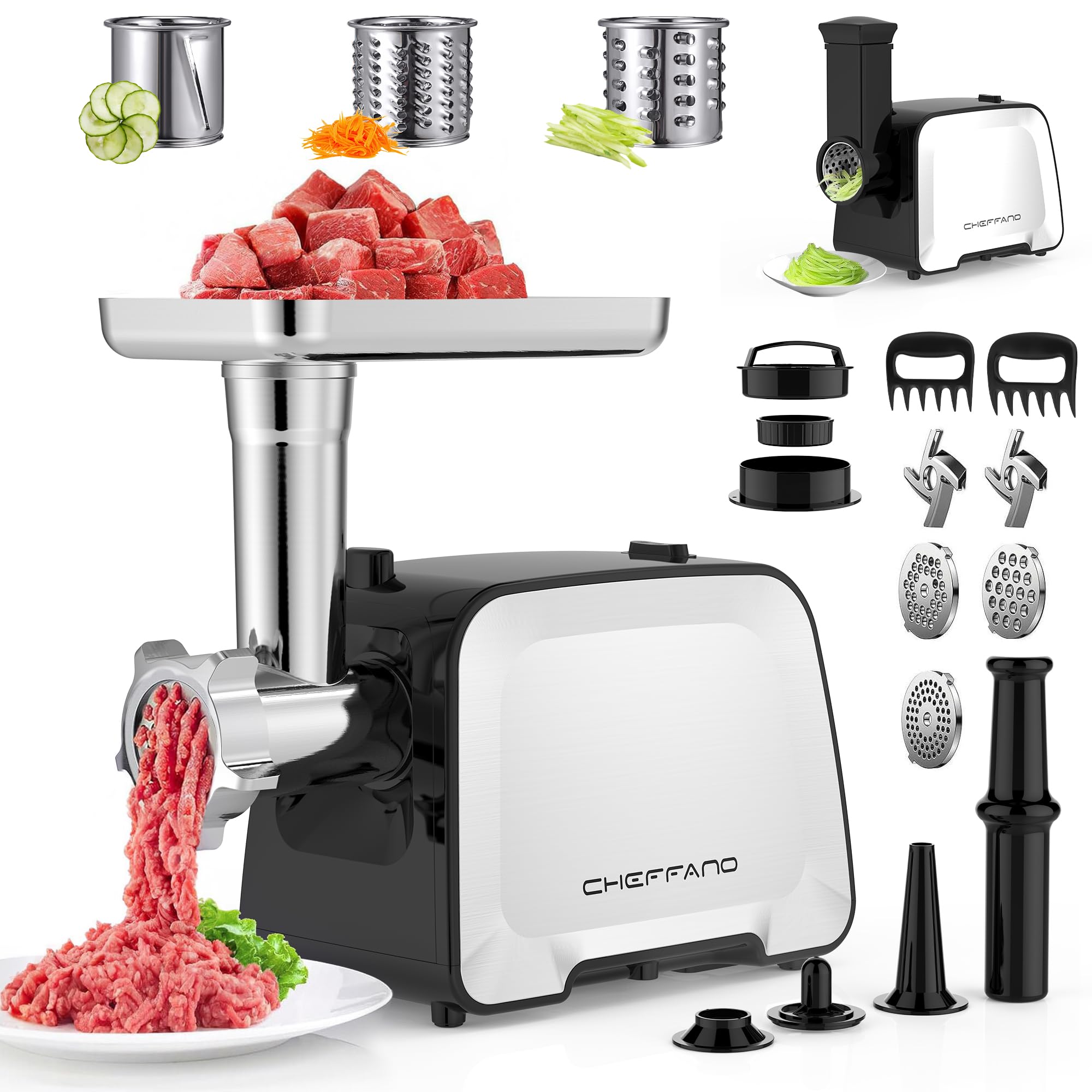 CHEFFANO Life molino carne electrico con motor cobre; triturado rápido y uniforme