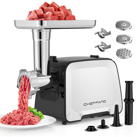 CHEFFANO Life: picadora de carne eléctrica con motor potente para uso diario.