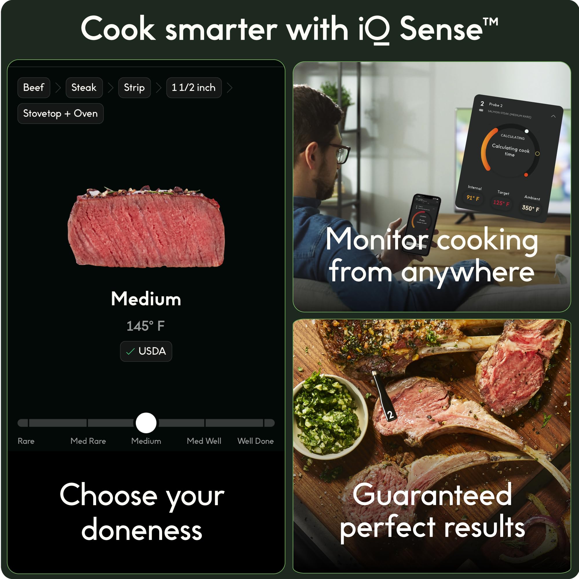 CHEF iQ Sense ofrece monitorización remota para controlar la cocción.