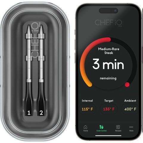 CHEF iQ Sense: termómetro con dos sondas ultrafinas para cocción precisa.