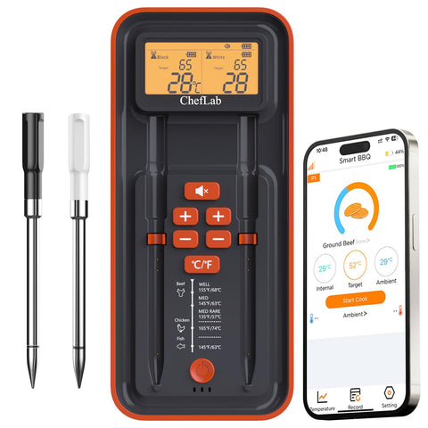 Termómetro Cheflab de carne inalámbrico con dock para monitoreo sencillo.
