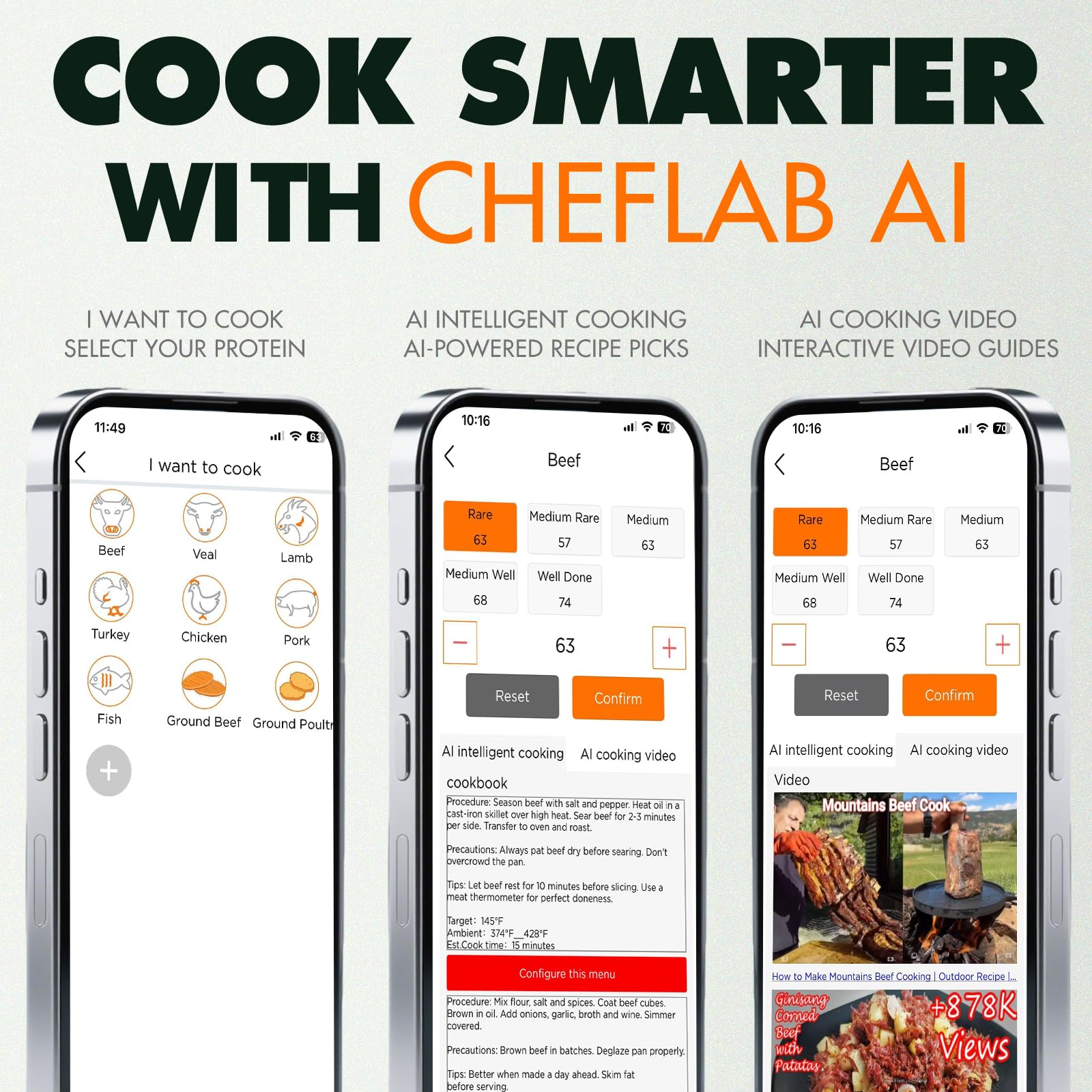 Termómetro Cheflab con sondas dobles para cocinar dos piezas a la vez.