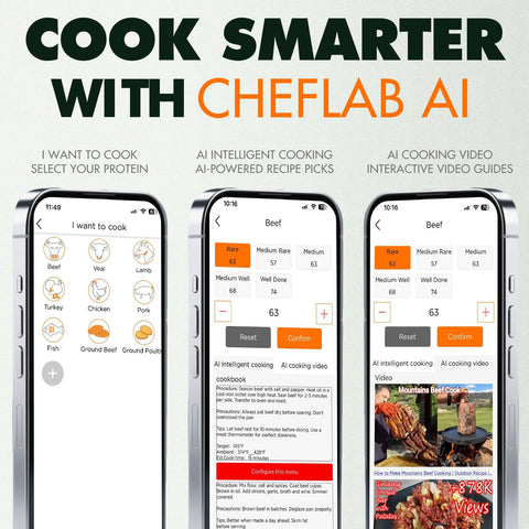 Termómetro Cheflab con sondas dobles para cocinar dos piezas a la vez.